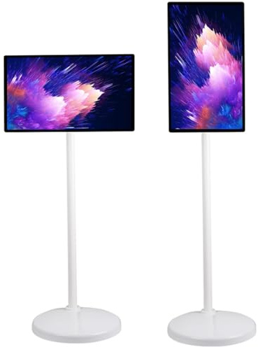 Monitor de pantalla táctil portátil con soporte sobre ruedas, 32 pulgadas, inalámbrico, rotación giratoria completa, cámara web de 8 MP, diseño rodante móvil