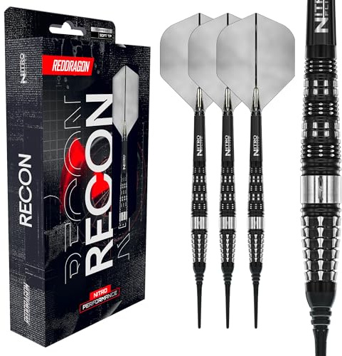 RED DRAGON Darts - Recon Serie Dart Pfeile - 18g Fass/ 20g Vollgewicht Weiche Spitze Torpedo Dart Set - 90% Tungsten Profi Dartpfeile - Nitro Flite Integrierter Flug/Schacht, Dartflüge & Dartschäfte