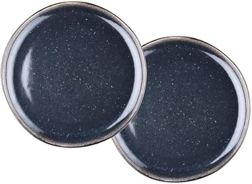 Bjorn IRIS Servierplatten Set GT-32-IRB26 Mitternachtsblau, Steinzeug, 32 cm Durchmesser, 2 Stück, Spülmaschinenfest, Reaktive Glasur