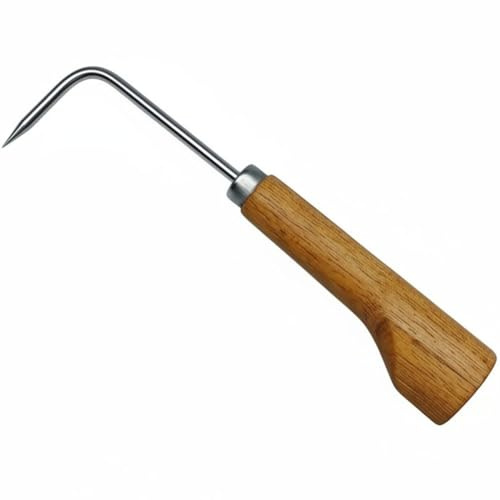HiyyFloy Wurzelrechen Aus Edelstahl Holzgriff, 1-zinkiger Bonsai-rechen, Werkzeug Zum Auflockern Von Gartenerde Und Zur Pflanzenpflege