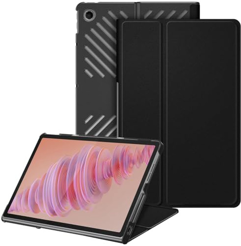 Techsuit für Lenovo Tab Plus Hülle mit 360 Schutz, Verstellbare Betrachtungswinkel, Auto Sleep Wake, Mikrofaser Innenfutter, Schlankes Design, Anti Fingerabdruck, FoldPro Series, PU Leder, Schwarz