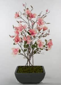 Kunstblumen Gesteck „Korea“, Magnolien mit Topf, Höhe 109cm, rosa - künstliche Magnolie Kunstpflanze