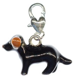 Miniblings Dackel Hund Charm Zipper Pull emailliert schw - Handmade Modeschmuck I Kettenanhänger versilbert - Bettelanhänger Bettelarmband - Anhänger für Armband