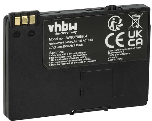 vhbw Akku kompatibel mit Siemens Gigaset SL370, SL375, SL37H, SL440 Ersatz für BASIC56 schnurlos Festnetz Telefon (850mAh, 3,7V, Li-Ion)