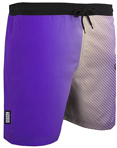 GUGGEN Mountain Badehose für Herren Schnelltrocknende Badeshorts B13 mit Kordelzug Beachshorts Boardshorts Schwimmhose Männer mit lila Cream Muster