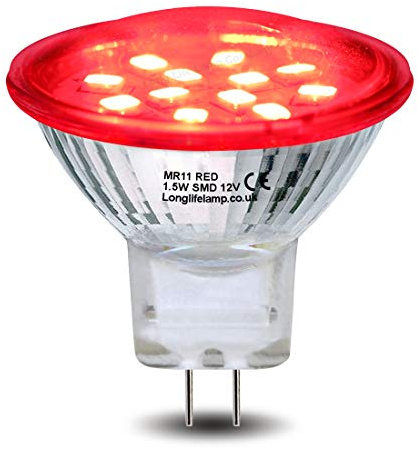 1.5w LED MR11 Red Light Bulb 12v 35mm Replacement for Low Voltage Spot Lamp