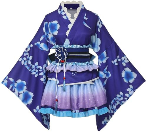 GRACEART Japonais Yukata Kimono Costume Ensemble de Cosplay, Blue, Taille unique