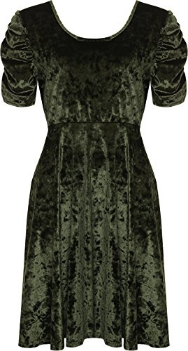WearAll Women's Plus Ruched Short Sleeve Cross Back Crushed Velour Velvet Swing Dress 14-26