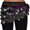 Tanzbekleidung & Accessories Bauchtanz Münzgürtel Samt Hüfttuch Belly Dance Bauchtanzgürtel Karneval Münzen (Violett mit silbernen Münzen)