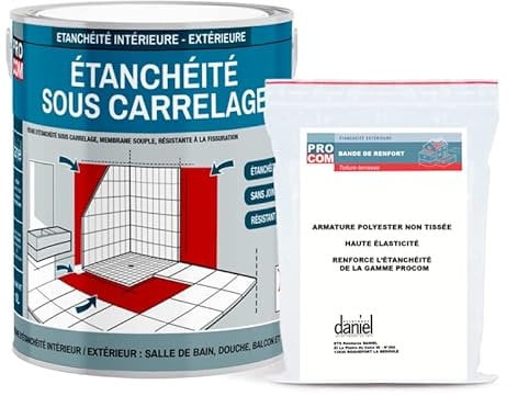 Etancheite sous carrelage, KIT douche, salle de bain, pièce humide - résine d'imperméabilisation, protection à l'eau - PROCOM 2.5 litres