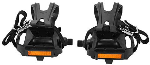 EVTSCAN 1 Paire de pédales de Cyclisme en Nylon avec cale-Pieds et Sangles intégrés pour vélos de Montagne en Plein air, vélo de Route et vélo Stationnaire d'intérieur