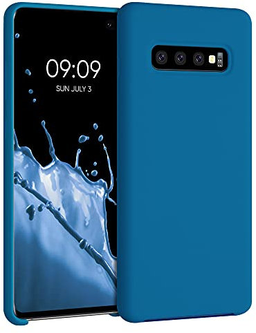 kwmobile Hülle kompatibel mit Samsung Galaxy S10 Plus / S10+ Hülle - Silikon Handy Case - Handyhülle weiche Oberfläche - kabelloses Laden - Karibikblau