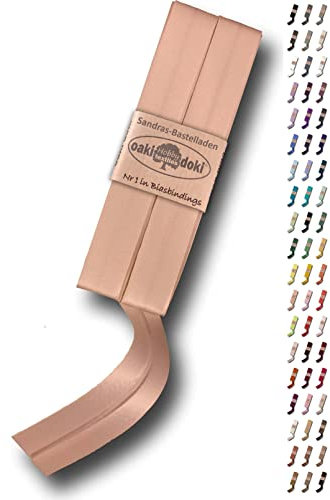 Sandras-Bastelladen Schrägband/Einfassband Satin gefalzt 2m x 20mm 706-Lachs