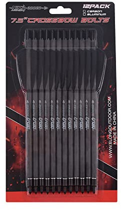 ELONG OUTDOOR 7,5 R9 Armbrustschrauben Carbonpfeile mit mit 2 Flügeln für Zielbogenschießen (12er Pack)