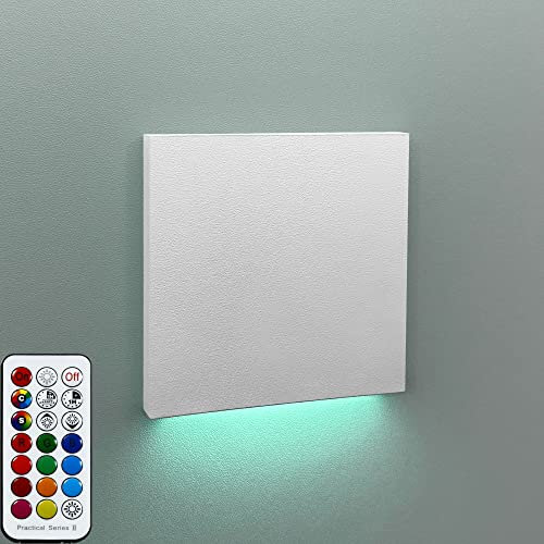 LEDFULL® LED Treppenbeleuchtung 2in1 RGB + Warmweiß 2W 230V dimmbar Wandeinbauleuchte für Schalterdose - Stufenbeleuchtung für Innen in Weiß Eckig Down