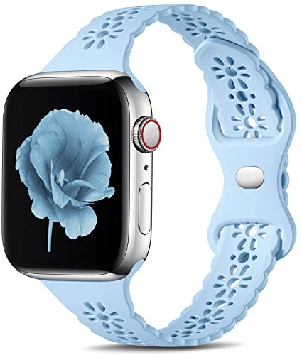 Dirrelo Silicone Cinturino Compatibili con Apple Watch Strap 42mm 44mm 45mm 49mm per Donna, Sim Traspiranteper Impermeabile Ricambio Cinturino per iWatch Series SE 8 7 6 5 4 3 2 1, Lilla