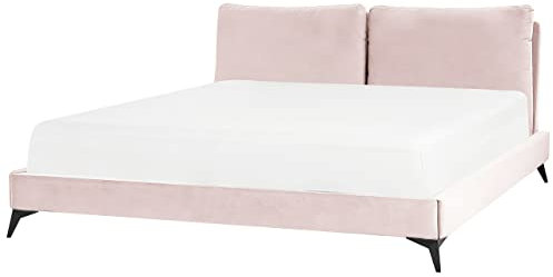 Elegantes Polsterbett in Rosa Samtstoff mit Lattenrost 180 x 200 cm Melle