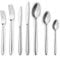 Karaca Flow 84-tlg Edelstahl Besteck Set für 12 Personen, Modern Langlebig, Rostfrei Besteckset, Spülmaschinenfest & Elegantes Besteck (Cutlery Set), Platin