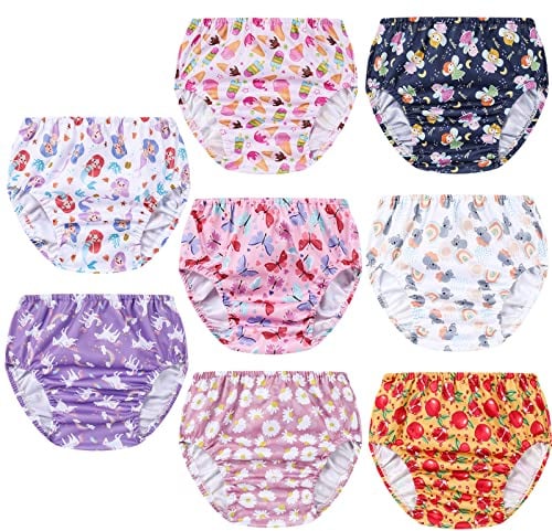 SMULPOOTI 8 Packs Reusable Plastic Training Underwear for Girls and Waterproof Diaper Cover for Rubber Pants Girls 5t