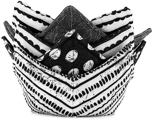 ROGITU Cotton Microwavable Bowl Cozy, Microwave-Safe Hot Bowl Holders, Soup Bowl Cozy Bowl Hot Pads (R)