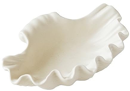 WENSHUO Ocean Shell Ceramic Jewellery Tray, Jewelry Dish for Rings,Necklace, Trinkets, Crème