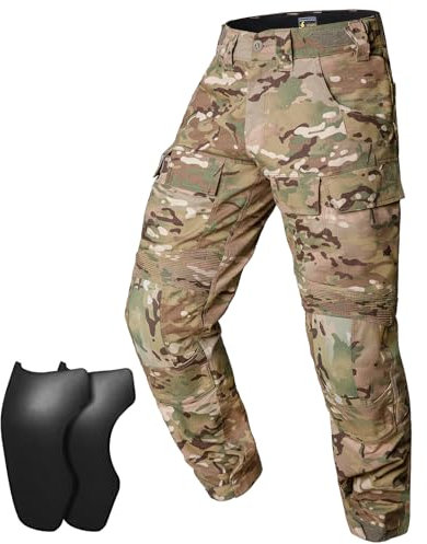 VOTAGOO Taktisch Hose Herren Camo Militärhose Combat Paintball Hose Taktische Pants Abnehmbare Kniepolster Outdoor-Aktivitäten (3XL, CP)