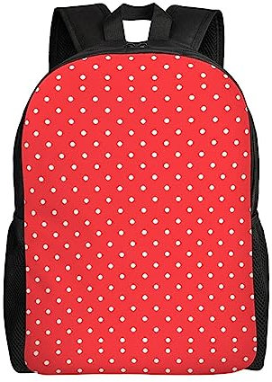 BHCASE Rucksack mit roten und weißen Punkten, robust und verschleißfest, modisch und leicht, lässig, minimalistisch für Männer und Frauen, Schwarz , One size