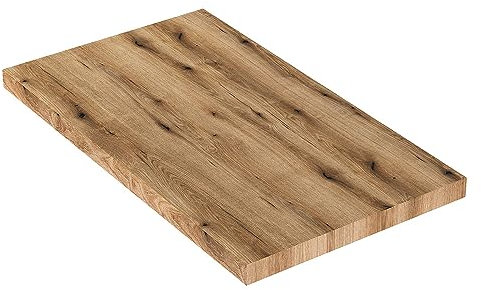 Mensola sospesa per lavabo d’appoggio 80 cm in Legno Rovere Naturale H 3,8 cm, in Diverse Misure e Finiture, Linea