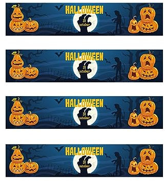 # 24 Stück Halloween Wasserflaschenetiketten Wasserflaschenetiketten Aufkleber Wrap Around Wasserflasche Etiketten Halloween Thema Wasserflaschen Aufkleber für Urlaub Party (A, Einheitsgröße)