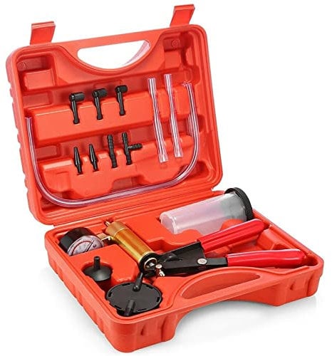 CHANG QI Vacuum Pump Brake Bleeding Kit,Bleeding Kit with Hand Vacuum Pump Tester Brake Clutch Bleeding Tool with adapters used for Car kitchen Brake Bleeding…