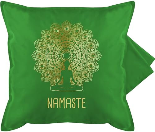 Shirtracer Kissenbezug - Kissen - Namaste Yoga Chakra Mandala - 50 x 50 cm - Grün - Motiv yogakissen Joga Fans kissenbezüge mit Meditation kissenhülle Geschenke kuschelkissen für Alles Motiven