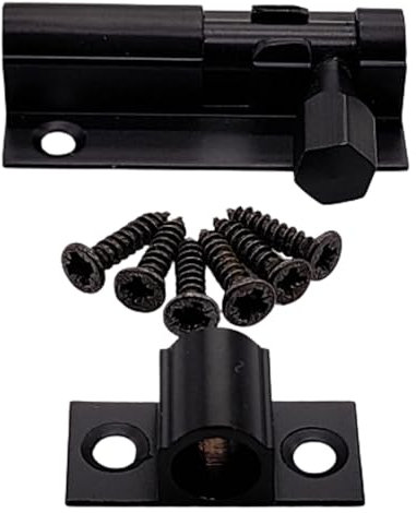 75mm Straight Door Bolts Black Barrel Side Lock Pack of 1 Door Latch with Screws Tower Bolt Locks for Bedroom Bathroom Toilet Shed Gate Cupboards and Cabinets.