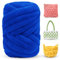 LEREATI Fettuccia per Borse a Uncinetto, Filato Gigante 500g Filato di Lana Morbida Chunky Yarn Tubolare, Gomitoli Lana Grossa per Coperte a Mano, Animali Domestici, Letto (Blu Reale)