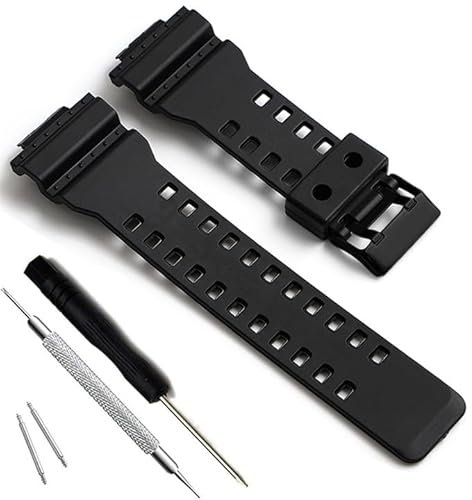 MyTime Ersatz-Uhrenarmband für Casio G-Shock GD120/GA-100/GA-110/GA-100C (schwarze und schwarze Schnalle)