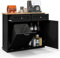 Giantex Aparador de Cocina con 2 Cajones y Armario con Puertas, con Espacio para Cubo de Basura, 100 x 35 x 90,5 cm, Mueble de Almacenamiento para Cocina, Comedor, Inodoro (Negro)