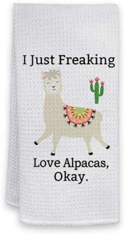 HIWX Alpaka-Handtuch, I Just Freaking Love Alpacas Okay Alpaka-Liebhaber, dekorative Küchentücher, Geschirrtücher, Alpaka-Geschenke, Alpaka-Handtücher, Geschirrtuch für Badezimmer, Küche, Dekoration,