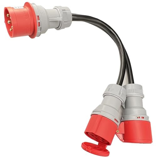 AIFIZO Starkstrom Verteiler Adapter 32A auf 16A,5-polig Cee-stecker IP44 Verlängerungskabel 50cm für Industrie Außenbereich, Starkstrom Stecker Phasenwender Starkstrom Verteiler Starkstromkabel