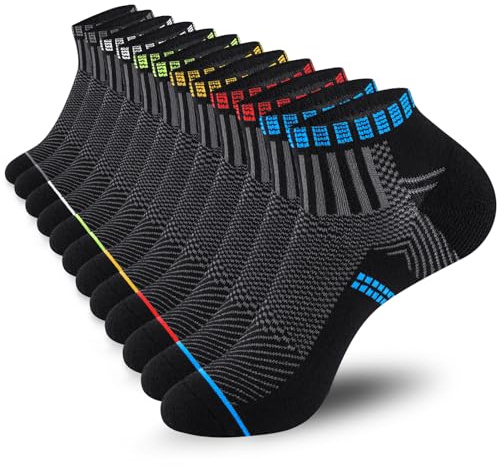 Stoeury Calzini Uomo Corti 6 Paia, Calze Corte Uomo Donna Cotone, Calze Running Alla Caviglia, Calzini Traspiranti Spugna Adatte per Sport, Palestra, Lavoro, Casa, Outdoor, Unisex Adulto