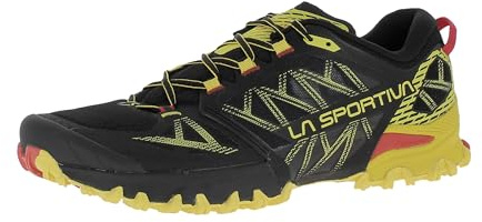 LA SPORTIVA Bushido 3 leichte und atmungsaktive Trailrunningschuhe für Herren mit Mesh Obermaterial und griffiger Frixion Laufsohle | Traillaufschuhe | Black/Yellow EU 48