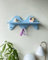cozifycasa Schweberegale für Wandregal mit Haken, Schlüsselhalter, Geldbörsenregal, Aufhänger, Holz, klein, niedliches Regal für Badezimmer, Schlafzimmer, Spielzimmer (blau)