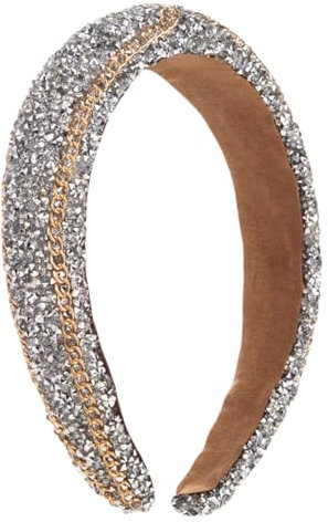 Glitzer Haarreifen Damen Gepolstert Strass Perlen Haarreif Breit Haarbänder Glänzend Stirnband Mädchen Braut Haarschmuck 26911