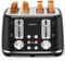 Toaster 4 Slice, Extra Wide Slots Stainless Steel with High Lift Lever, Dual Independent Controls, Removable Crumb Tray, Easy to Clean, 6 Shade Settings, Reheat & Defrost, Black