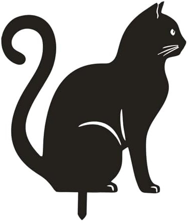 Gralara Schwarzer Katzenpfahl Aus Metall, Metallkatzen Gartenstatue, Dekorative Garten Tierstatue, Dekorativer Katzen Gartenstecker für Terrasse, Rasen, Hof, Stil b
