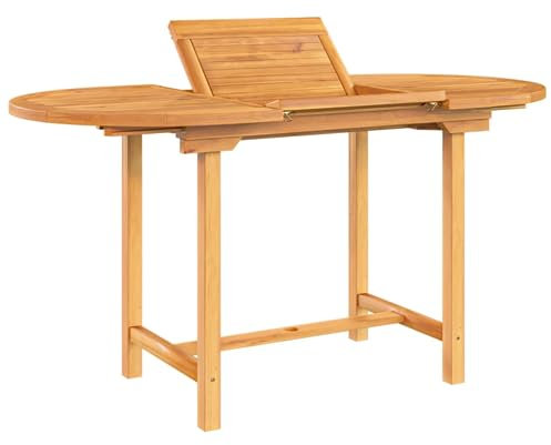 Willood Gartentisch Ausziehbar 110-160x80x75 cm Massivholz oval grau Holz Outdoor Garten Balkon Table