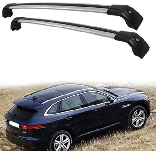 JUNYEW Dachgepäckträger Dachträger für Jaguar F Pace 2016 2017-2021 -Aluminium (2 Stücke) Integrierte Dachreling Tragkraft 75 Kg Vormontiert Inklusive Schloss,Q