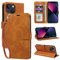 GOTOURED for iPhone 13 Mini Phone Case Wallet, RFID Blocking 3 Card Slots, Wrist Strap, Kickstand, Magnetic Closure, Shockproof Protective Soft Leather Flip Cover (Brown)