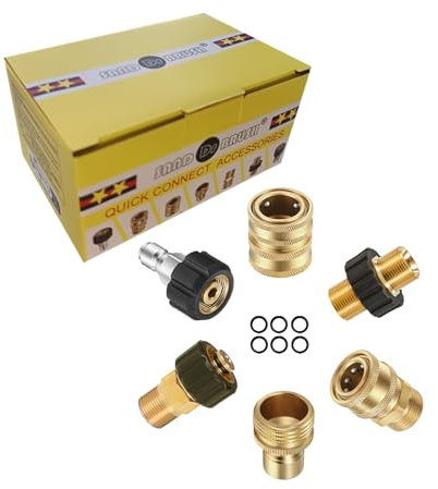 Lot de 6 adaptateurs de nettoyeur haute pression en acier inoxydable - Raccord rapide pour nettoyeur haute pression - Raccord rapide pour raccord de pistolet de pulvérisation - Raccord rapide 3/8