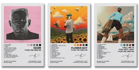 Tyler Poster, The Creator Rapper - Musikalbum Wandkunst Leinwand - Raumdekor 20 x 30 cm, 3 Stück - Anruf