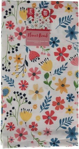 ESSEX - Geschirrtuch 40 x 60 cm, Küchenhandtuch 100% Baumwolle, Einfache Pfleg, Ideal Passt in Jede Küche - Flower Bomb, Rot