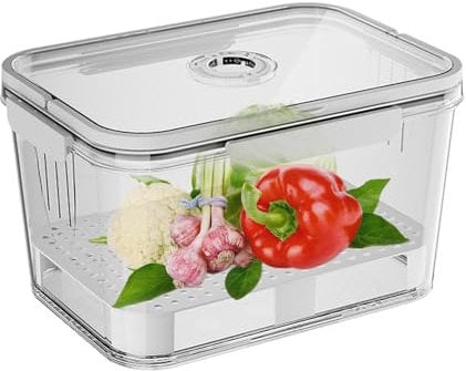 Conteneurs de stockage de fruits pour réfrigérateur, conteneur de fruits pour réfrigérateur - Contenants de conservation des aliments avec couvercles et poignée | Économiseur de produits transparent a